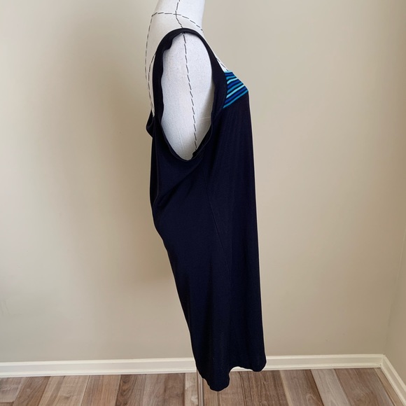 Misook Black Blue Striped Tank Strap Dress XL - Picture 6 of 7